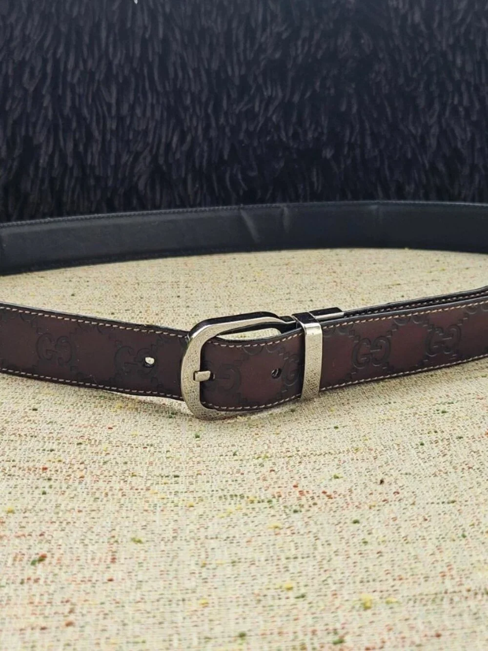 Vintage Gucci Belt Reversible Brown/Black Genuine Leather Pin Buckle Made Italy